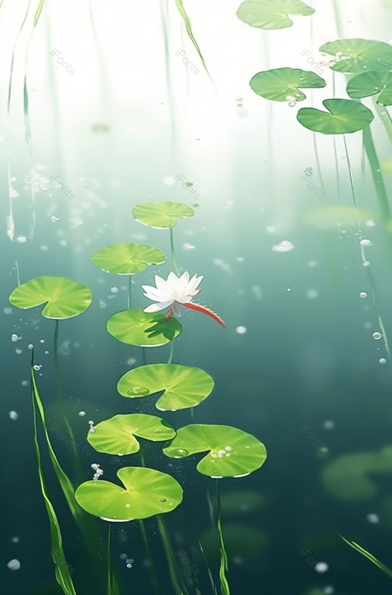露水夏天夏至荷花盛开开花荷叶植物水面户外景色自然插画,插画/手绘图,插画/手绘图库,插画/手绘图下载,插画/手绘